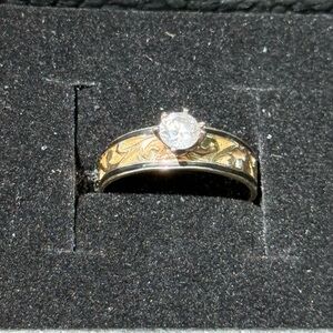 Solid 14K Hawaiian style Moissanite Diamond Gold ring
